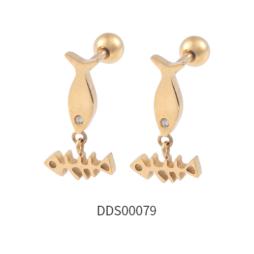 Gold PVD Coated 316L Surgical Steel Ear Stud with Stone