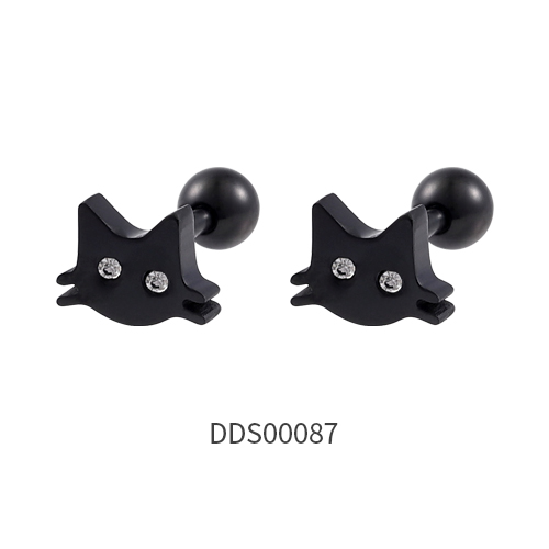 Black PVD Coated 316L Surgical Steel Ear Stud with Stone
