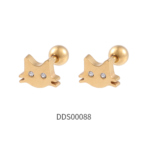 Gold PVD Coated 316L Surgical Steel Ear Stud with Stone