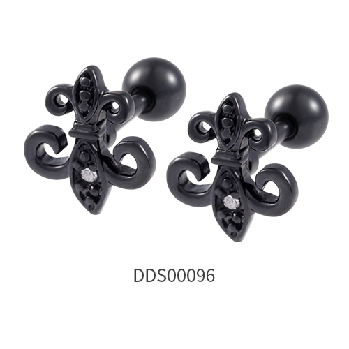 Black PVD Coated 316L Surgical Steel Ear Stud with Stone