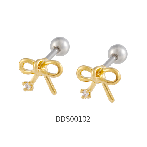 Gold PVD Coated 316L Surgical Steel Ear Stud with Stone