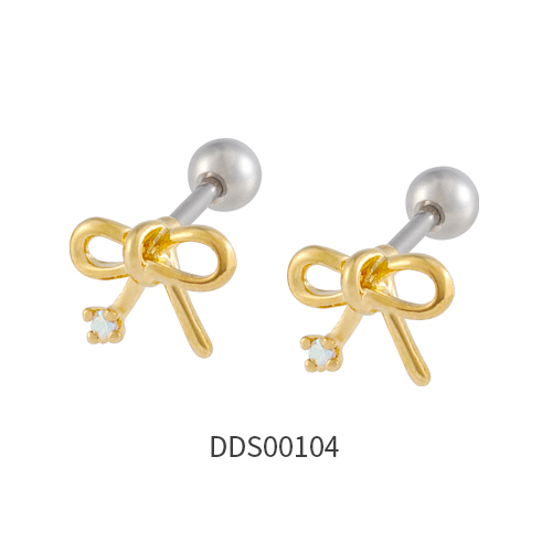 Gold PVD Coated 316L Surgical Steel Ear Stud with Stone
