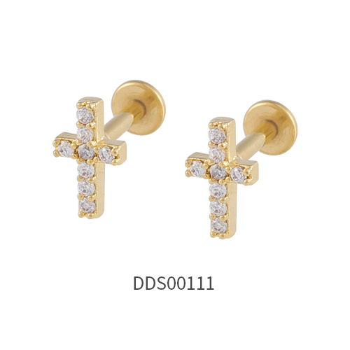 Gold PVD Coated 316L Surgical Steel Ear Stud with Stone
