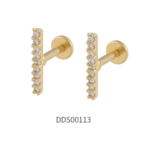 Gold PVD Coated 316L Surgical Steel Ear Stud with Stone