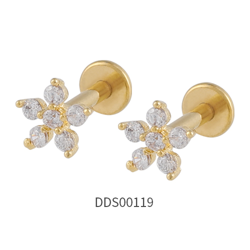 Gold PVD Coated 316L Surgical Steel Ear Stud with Stone