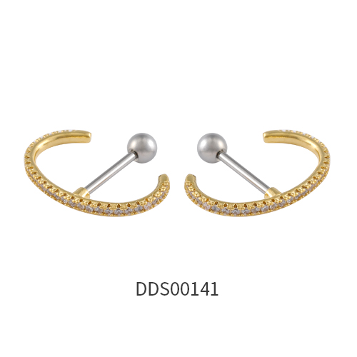 Gold PVD Coated 316L Surgical Steel Ear Stud with Stone