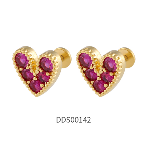 Gold PVD Coated 316L Surgical Steel Ear Stud with Stone