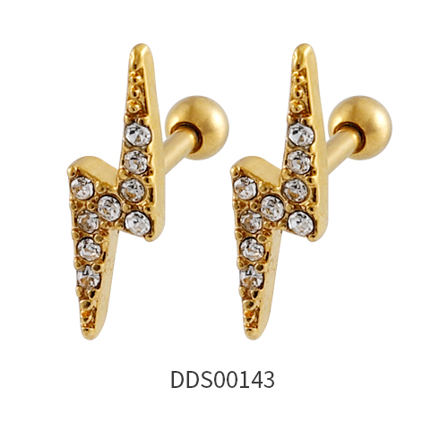 Gold PVD Coated 316L Surgical Steel Ear Stud with Stone