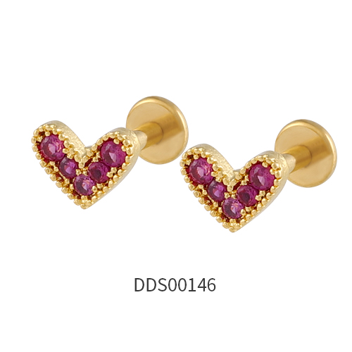 Gold PVD Coated 316L Surgical Steel Ear Stud with Stone