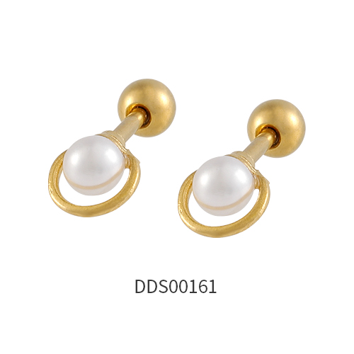 Gold PVD Coated 316L Surgical Steel Ear Stud with Stone