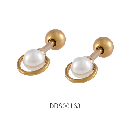 Rose Gold PVD Coated 316L Surgical Steel Ear Stud with Stone