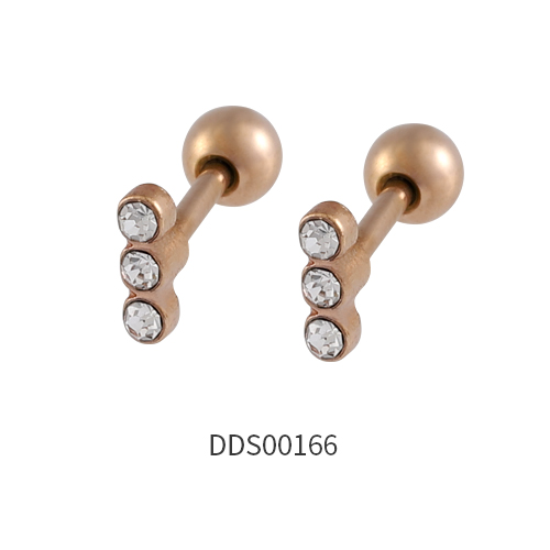 Rose Gold PVD Coated 316L Surgical Steel Ear Stud with Stone