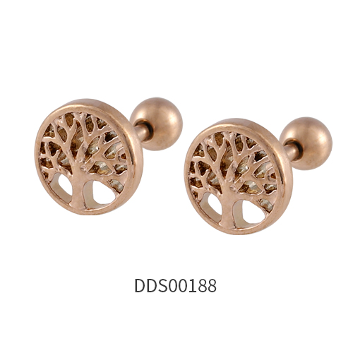 Rose Gold PVD Coated 316L Surgical Steel Ear Stud
