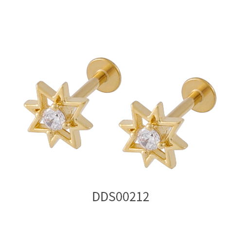 Gold PVD Coated 316L Surgical Steel Ear Stud with Stone