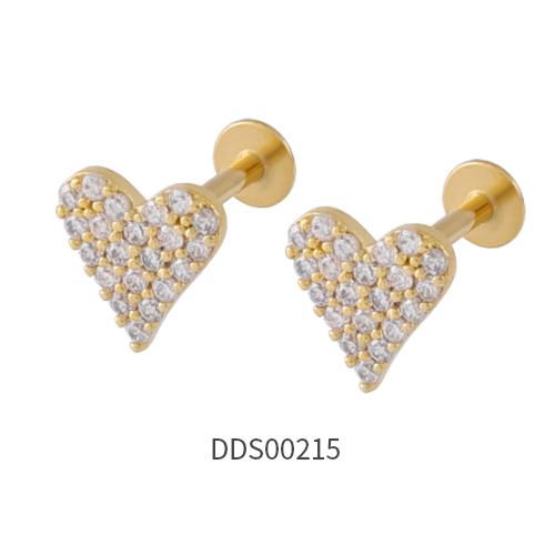 Gold PVD Coated 316L Surgical Steel Ear Stud with Stone