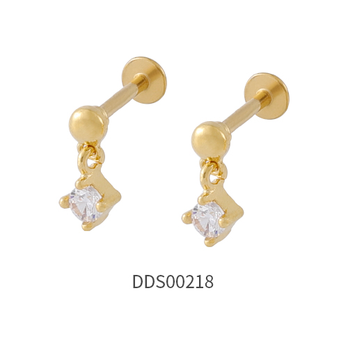 Gold PVD Coated 316L Surgical Steel Ear Stud with Stone