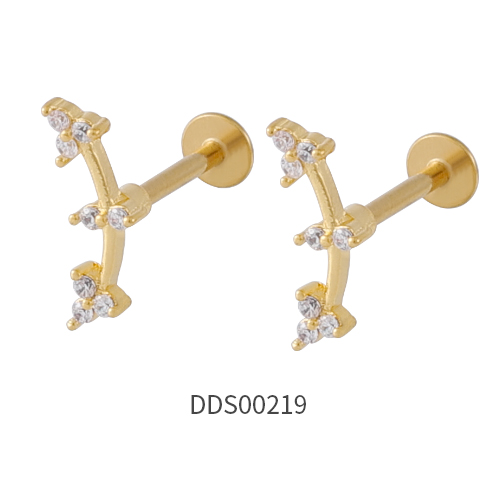 Gold PVD Coated 316L Surgical Steel Ear Stud with Stone