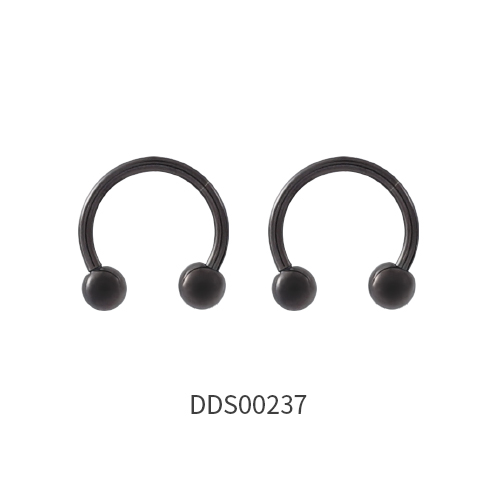 Black PVD Coated 316L Surgical Steel Circular Barbell Septum Ring Earring