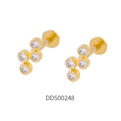 Gold PVD Coated 316L Surgical Steel Ear Stud with Stone