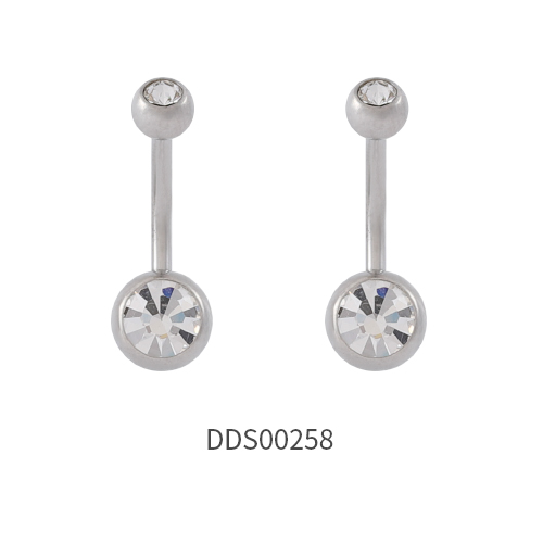 316L Surgical Steel Belly Ring with Stone