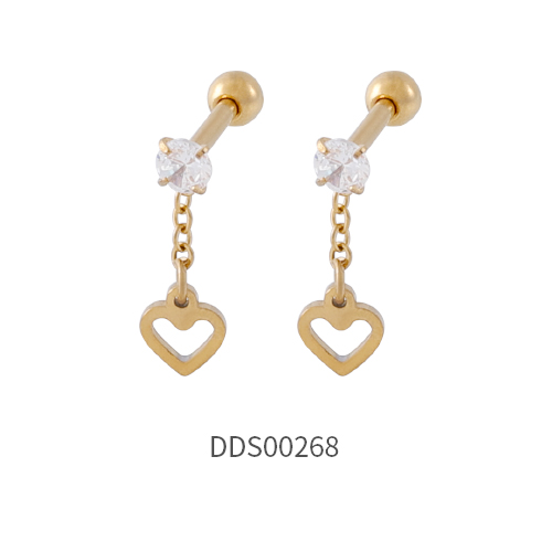Gold PVD Coated 316L Surgical Steel Ear Stud with Stone