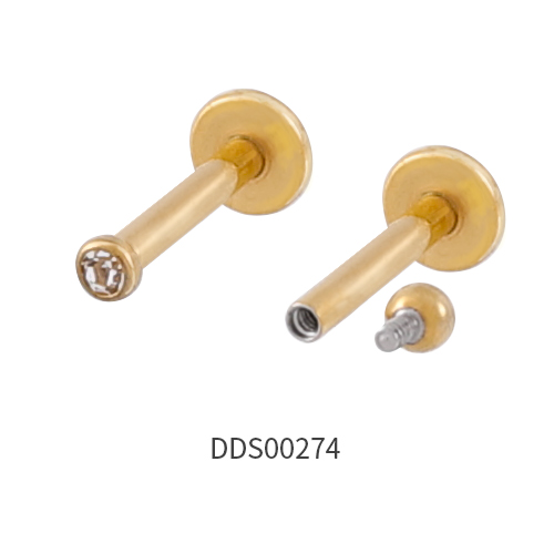 Rose Gold PVD Coated 316L Surgical Steel Earring Labret with Stone