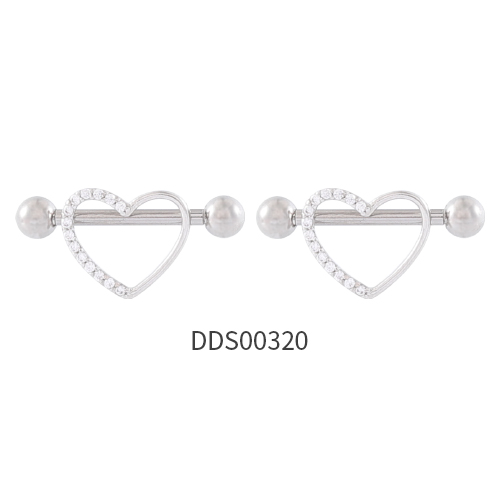 316L Surgical Steel Nipple Ring with Crystal Stone